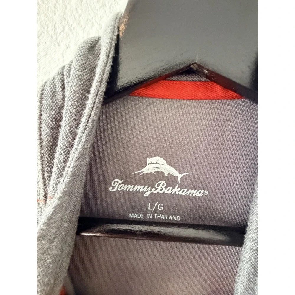 Tommy Bahama 1/4 Zip Pullover Men's Size Large Gray Long Sleeve Mock Neck Shirt